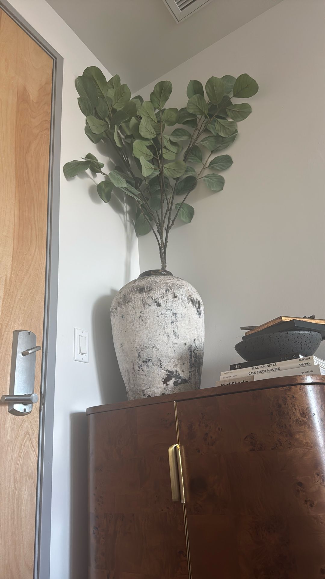 Restoration Hardware Vessel w/ Faux Leaves