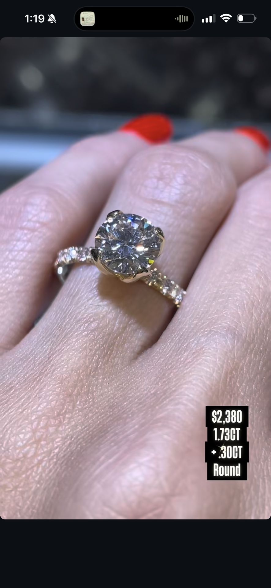 14K 1.73CT +30CT Round Engagement Ring Lab Grown 