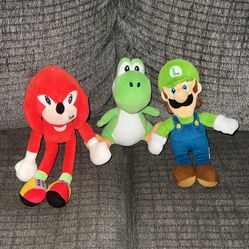 knuckles, Luigi, And Yoshi plushies 