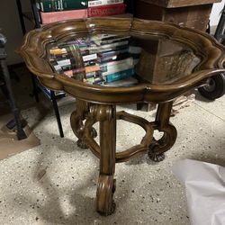 Maitland- Smith Wood and Glass Accent Side Table