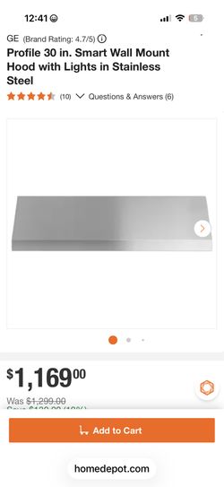 GE Wall Mount Hood- Stainless Steel