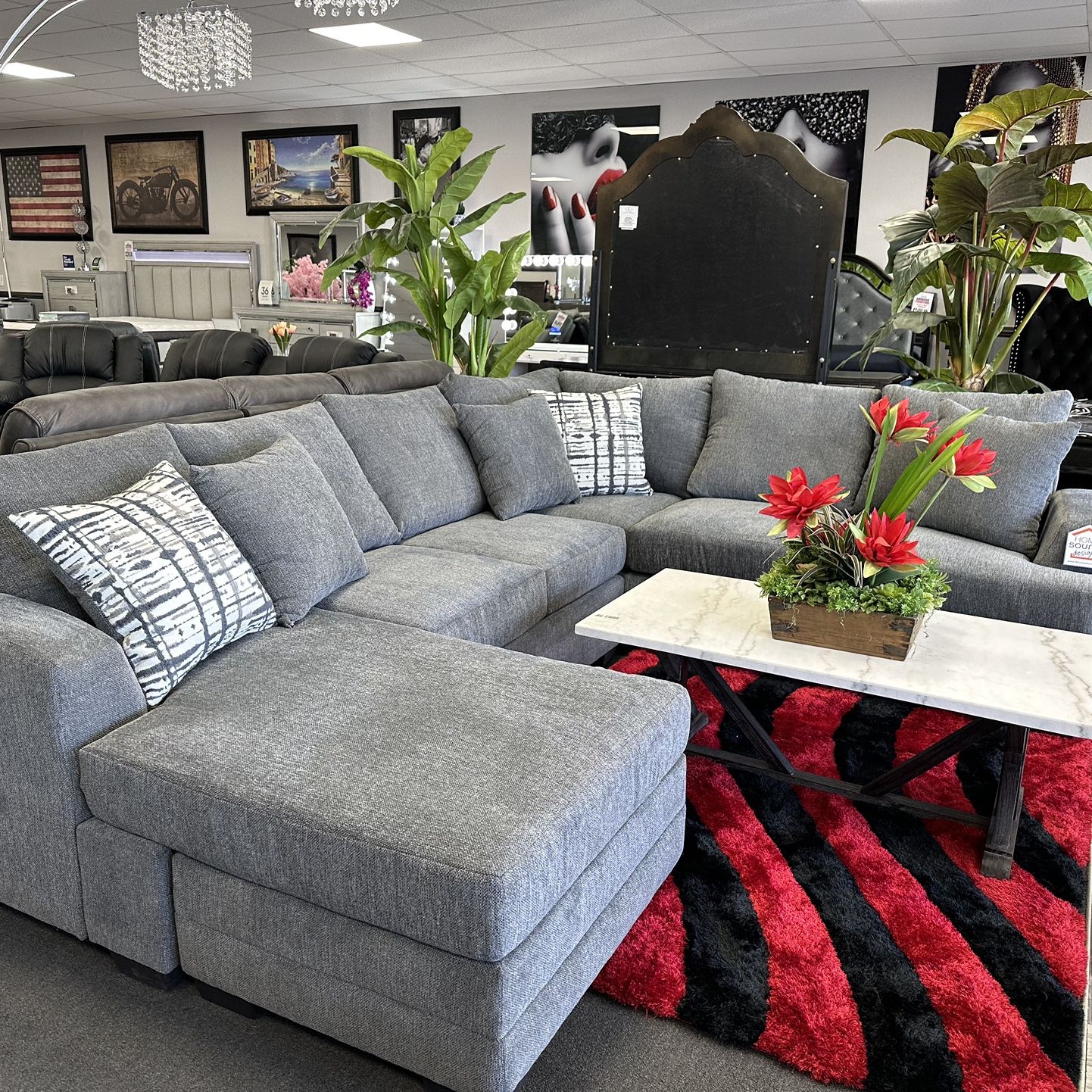 Gray Sofa Sectional w/ Reversible Chaise