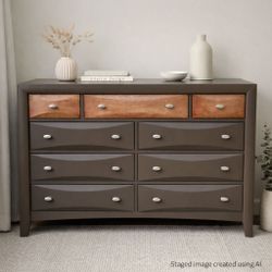 Two-tone refinished wood dresser
