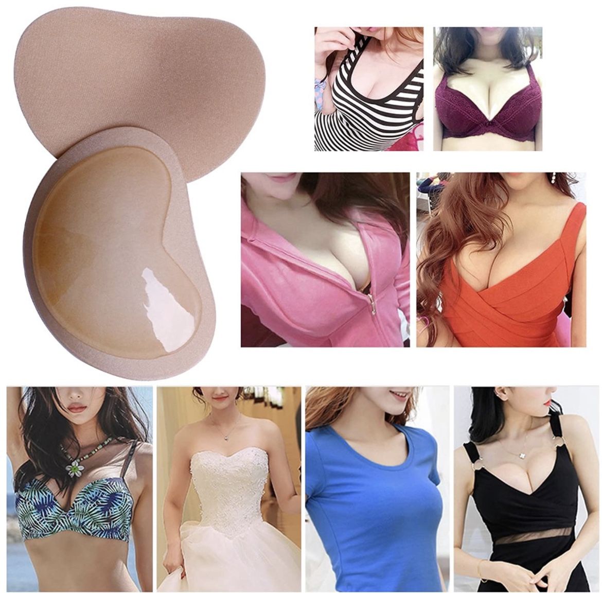 Silicone Bra Inserts Lift Breast Pads Breathable Push Up Sticky Bra Cups  For Women (3 Pairs)