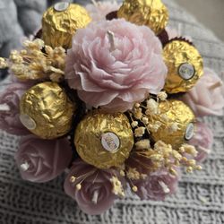 Candle Flower Bouquet  With Chocolate 