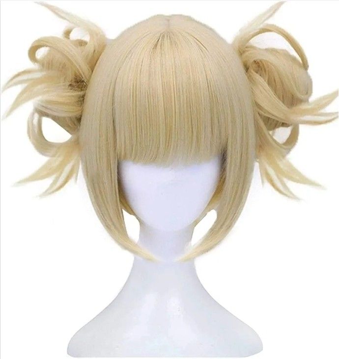 Blonde Wigs Anime Cosplay Wigs Short Wavy Synthetic Hair With Bangs Fringe Hairstyles For Lolita Party 