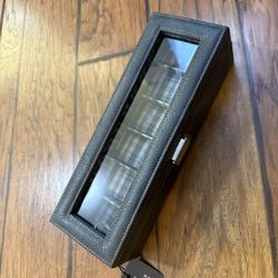 Brooks Brothers 6-slot watch storage box, likely made of faux leather