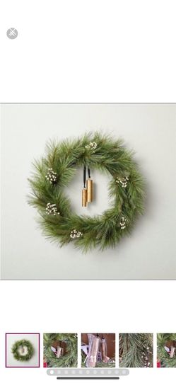 26" Faux Needle Pine & Snowberry Christmas Wreath with bells -Hearth & hand