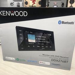 Kenwood DDX276BT DVD Receiver with AM/FM tuner, 6.2” Clear Resistive touchscreen, built-in amp