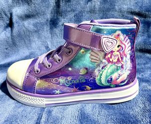Purple mermaid, high top kid shoes