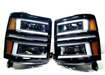 HEADLIGHTS FOR CHEVY SILVERADO 2014-2015 BLACK HOUSING