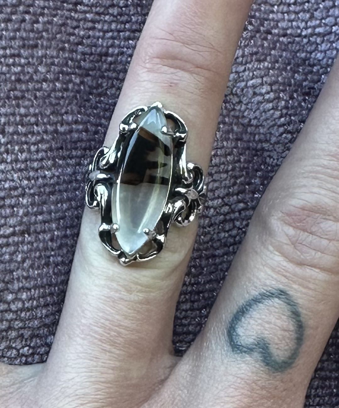 Vintage Sterling Silver & Picture Agate Ring