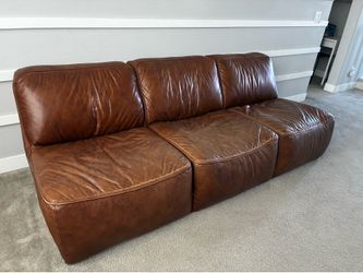 The Burton Honey Brown Leather 91" Armless Sofa FOR SALE!!!
