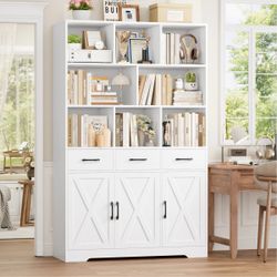 70.9" H 8-Cube Bookcase with 3 Drawers & Adjustable Shelf