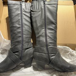 New Black Leather Boots