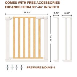 Safety Gate Pressure Mount, Adjustable 28.74-44" W x 30.3" H (New)