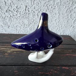 12 Hole Ocarina Blue Ceramic Flute with Songbook Zelda Style