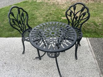 Black Metal Bistro Garden Table And Chair Set