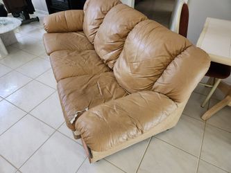 TAN LEATHER SOFA COUCH $49