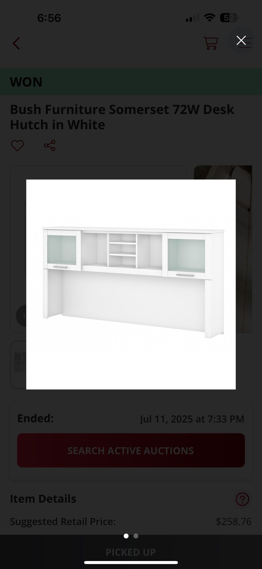 Brand New “Bush Somerset” 72W Desk Hutch