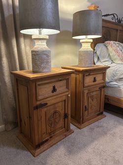 Rustic Southwestern Nightstand Set with Star Detailing