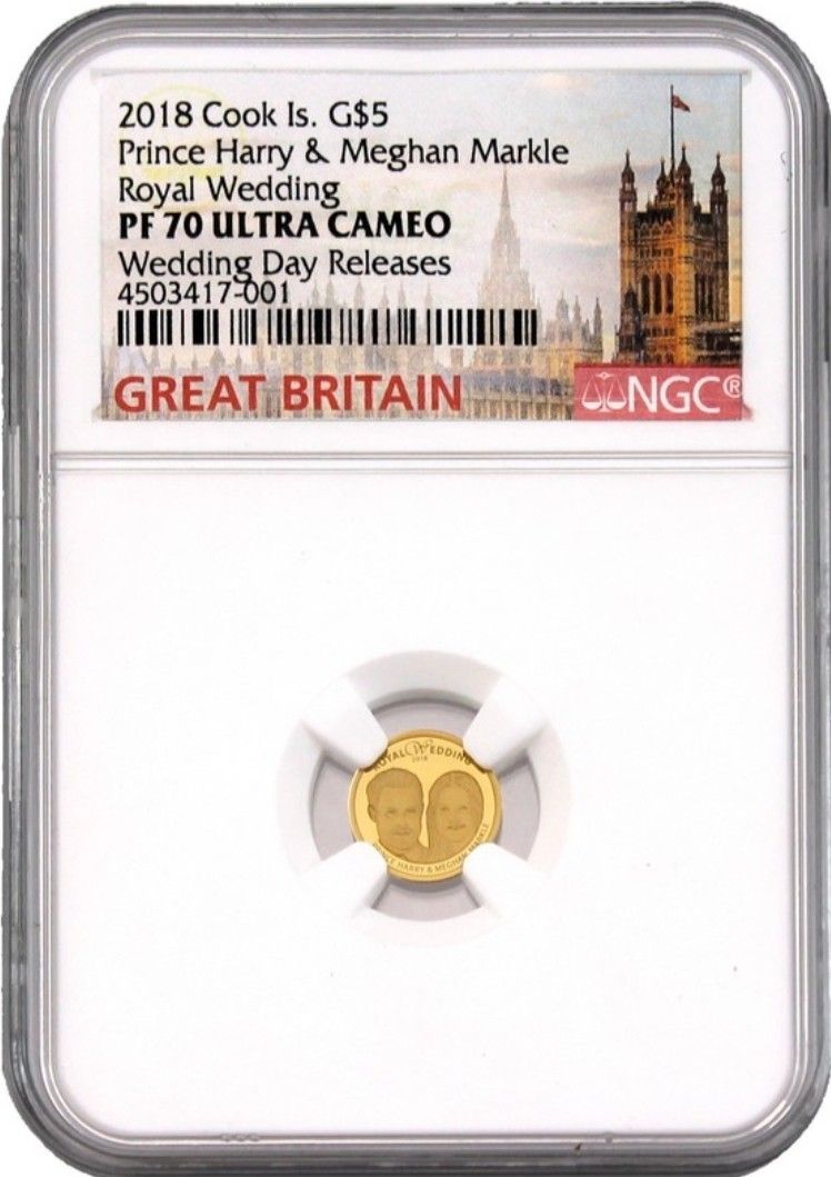 2018 $5 Cook Island Royal Wedding Gold Coin NGC PF70