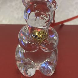 Crystal Bear With Goldtone Heart Ornament. Made In Germany