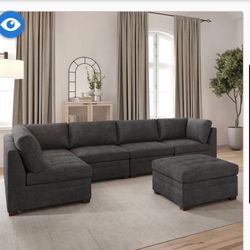 Thomasville Sectional 6 Piece Dark Gray W Storage Ottoman!