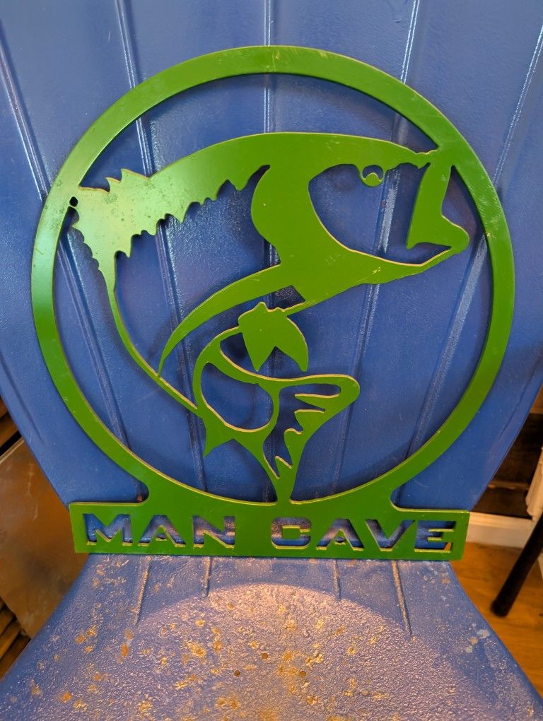 MANCAVE Metal Bass Fish Sign