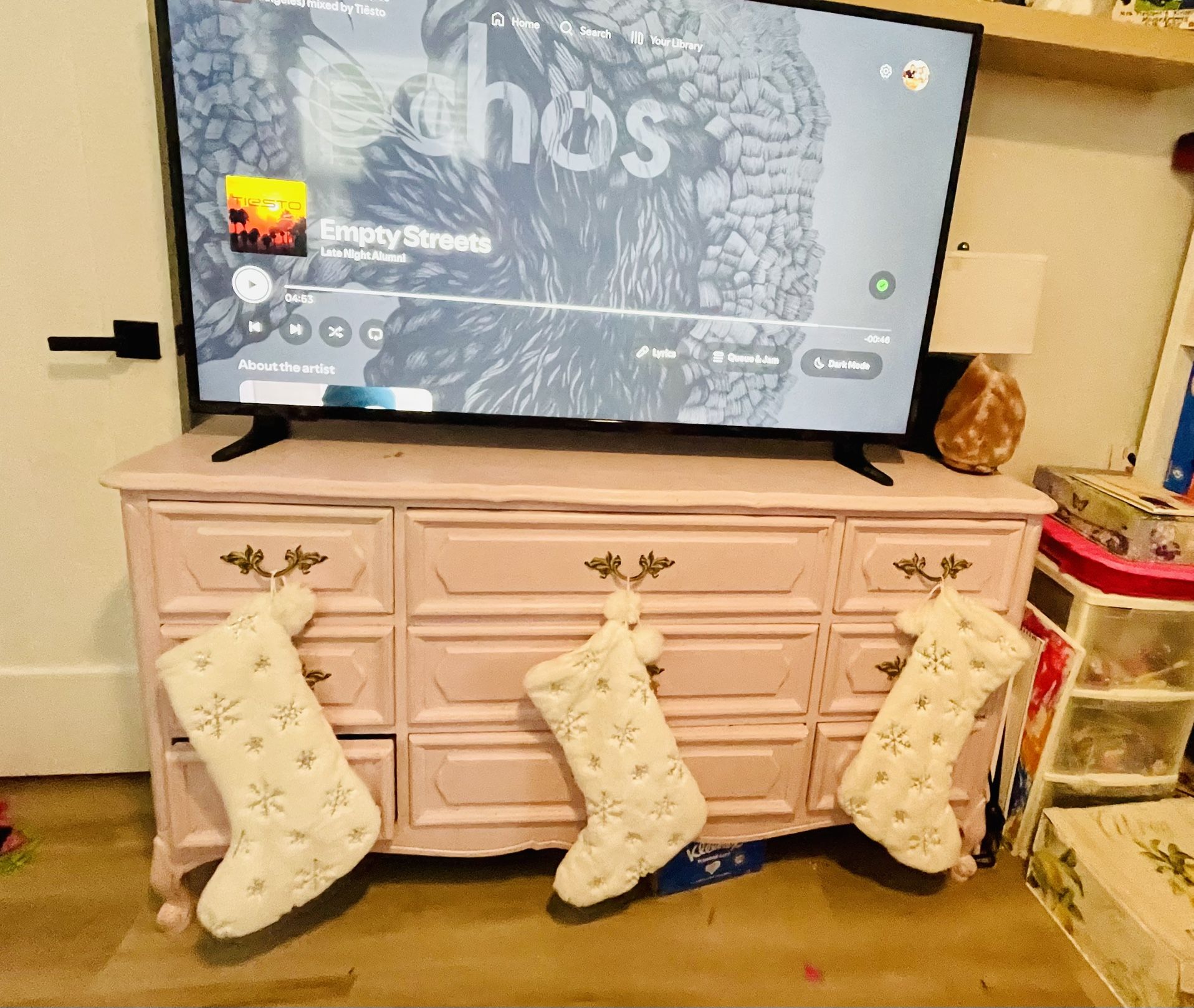 Pink Girl Dresser 9 Drawers Wood Sturdy