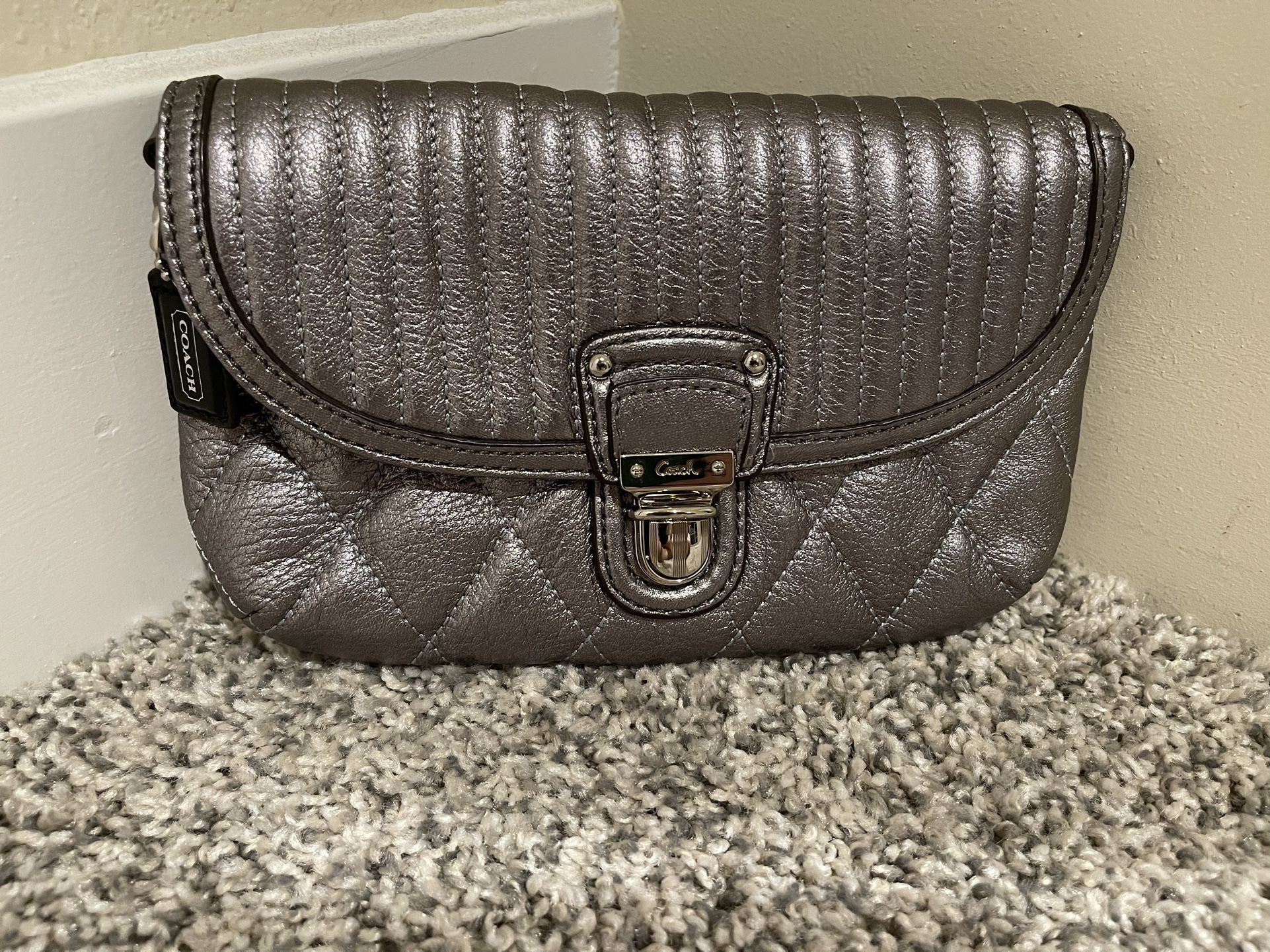 Gently Used Coach Quilted Silver Crossbody Bag