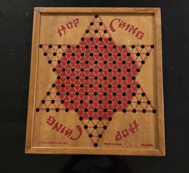 Vintage J. Pressman & Co.  “Hop Ching” Wooden Chinese Checkers Game Board