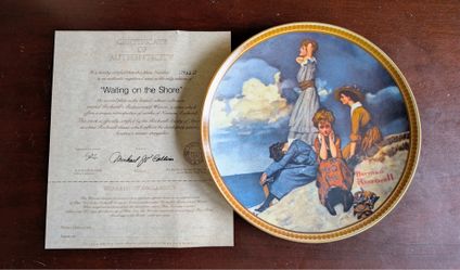 Norman Rockwell “Waiting on the Shore” Collector Plate by Edwin M. Knowles w/ COA