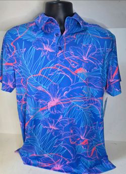 Birdie Bound Tropical Blue Golf Polo Mens Small