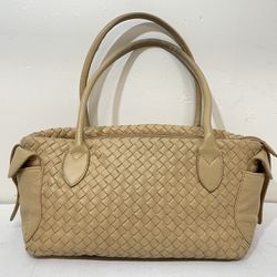 Berge ~ Spring Summer 2007 ~ Women's Beige Woven Leather Hobo/Saddle Bag ~ Italy