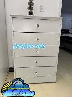 Five drawer white chest with Diamond knobs new cajonera Comoda