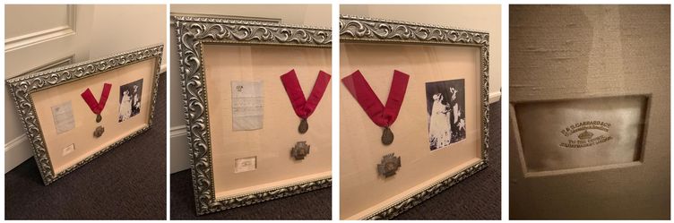 Framed Antique Medal, Photo & Letter Display