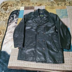 Euro Mond Leather Pea Coat .