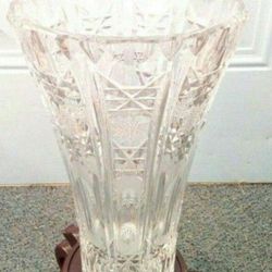Big Heavy Etched Glass Vase