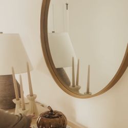 Magnolia 30” Round Wood Mirror (2x)