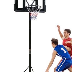 Portable Basketball Hoop Height Adjustable Basketball Hoop Stand 6.6ft - 10ft with 44 Inch Backboard and Wheels for Adults Teens Outdoor Indoor