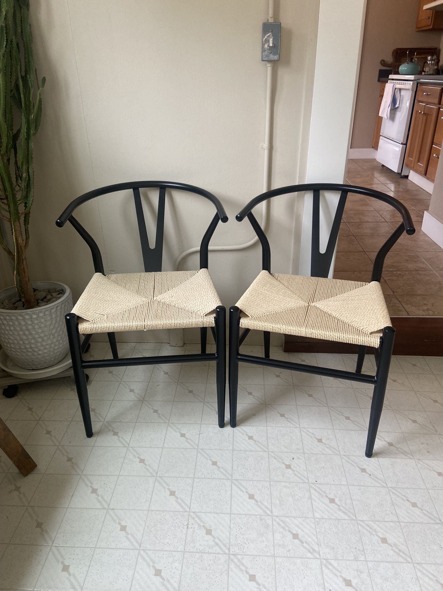 Pair of Metal Wishbone Chairs