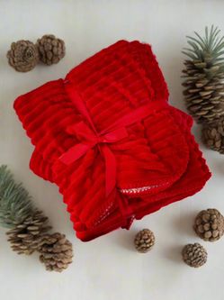Cozy Red Plush Throw Blanket (50" x 60")
