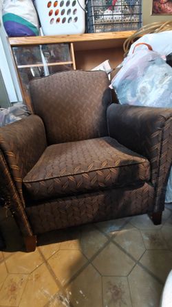 Dark Brown Patterned Upholstered Accent Chair