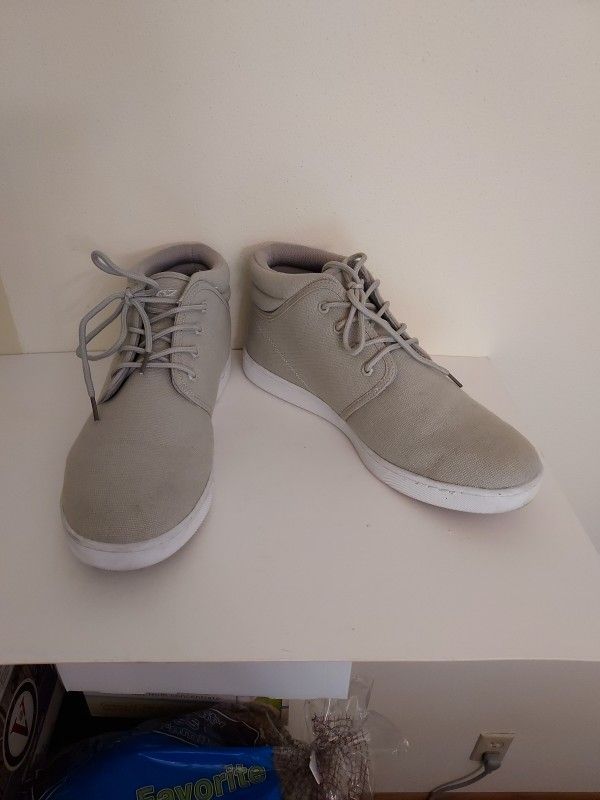 Lugz Men's Coal Mid Chukka Canvas Boots Shoes-Grey/White Size 12