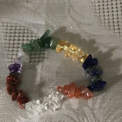 New Stretch Glass, Tourmaline, Jadeite, Amethyst & Iolite 11” Bracelet 