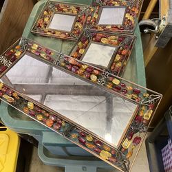 Mirror and beaded tray set