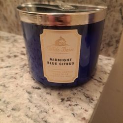 New, Candle, Hoke Decor, Bath And Body Works Candle, Midnight Blue Citrus, 3 Wick, Silver, Reindeer