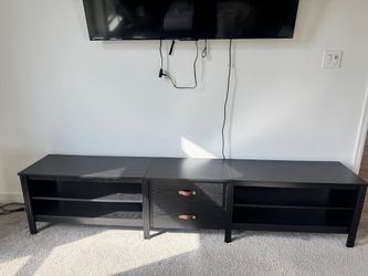 Extra Long Black TV Stand / Media Console with Drawers – 94”