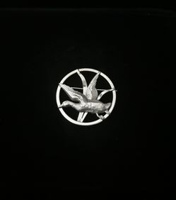 1.6" Handcrafted Solid Sterling Silver Flying Duck Mallard Pin Brooch, signed